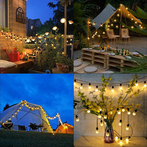 Solar String Lights Outdoor Patio Lights 50 LED 24.6FT Edison Bulbs Globe String Lights with 8 Lighting Modes, Waterproof Hanging Lights for Yard Porch Wedding Party Fence Christmas (Warm White)