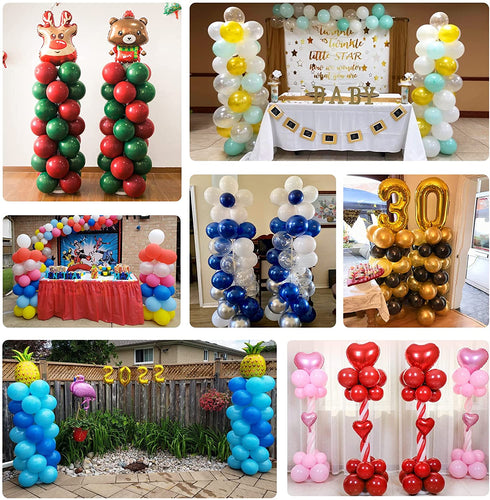 Pondpm Balloon Column Kit 2 Set, Base Stand and Pole, 2 Top Balloon Support Rod, Water Bags, Balloon Rings, Tying Tools, Balloon Glue Points Decoration for Party Wedding Birthday Easter Christmas