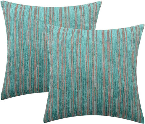 Yeiotsy Decorative Pillow Covers Teal, Pack of 2, Modern Striped Throw Pillow Cases Geometric Cushion Covers (Teal, 18 X 18 Inches)