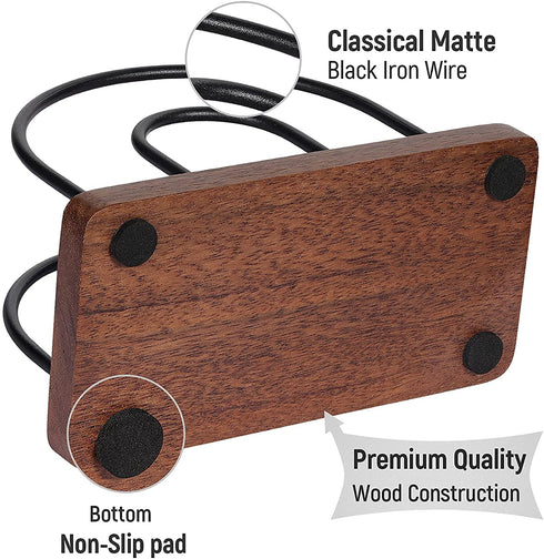 MBL Wooden Napkin Holder with Matte Black Metal Wire, for Kitchen Dining Restaurant Table Classic Home D©cor, Indoor & Outdoor Use, Brown Base
