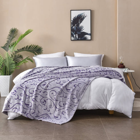 SOCHOW Uragiri Flannel Fleece Throw Blanket, Lightweight Super Soft Cozy Plush Bed Blanket, 60 — 80 Inches, Purple