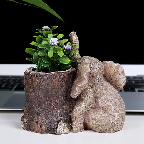 Hodao Elephant Decorations for Home Desk Organizer Gold Elephant Decor Elephant Pen Holder
