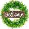 Lvydec Artificial Boxwood Wreath - 15" Welcome Wreath with Wooden Welcome Sign and White Flower Green Wreath for Front Door Window Home Decoration