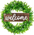 Lvydec Artificial Boxwood Wreath - 15" Welcome Wreath with Wooden Welcome Sign and White Flower Green Wreath for Front Door Window Home Decoration