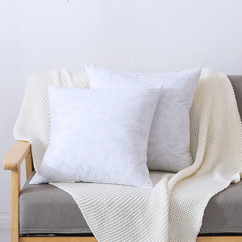 DOWNCOOL 100% Cotton Stuffer Throw Pillow Insert, Square Down and Feather Filled Decorative Bed Sofa Insert, 18x18 Inch, White