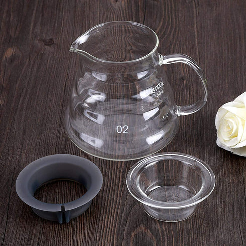 500ml Glass Teapot Coffee Kettle Tea Drip Pot Thickened Heat Resist Water Pot with Handle Lid for Hand Coffee Tea Brewing