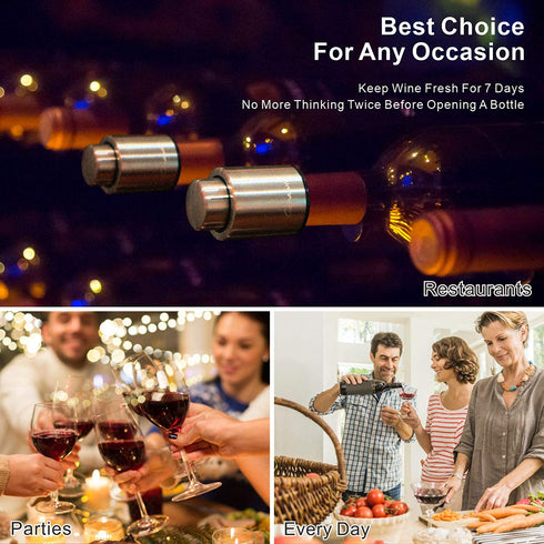3 Pcs Wine Bottle Stoppers,Real Vacuum Champagne Stoppers,Wine Bottle Stopper with Time Scale RecordReusable Wine Preserver,Wine Corks Keep Fresh,Best Gifts for Wine Lovers?Stainless SteelSilver?