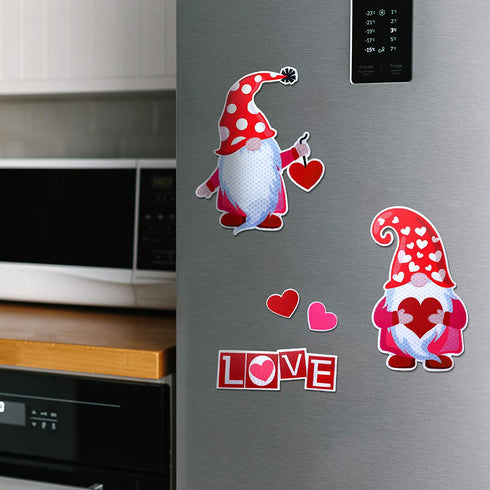 7 Pieces Valentines Day Refrigerator Magnets Gnome Heart Truck Love Magnets Stickers Car Reflective Magnets for Valentine's Day Decorations, Fridge Metal Door Mailbox Locker Office Cabinets Decor