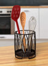 Spectrum Diversified Twist Round Holder & Kitchen Countertop Organizer Cooking Utensil Crock for Kitchen Organization & Storage, Cutlery & Flatware Caddy, Black