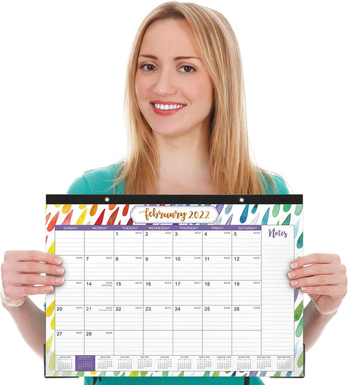 2022 Desk Calendar - Yearly Desk Calendar 2022, Desk/Wall Monthly Calendar Pad, 17" x 12", January 2022 - December 2022, Desk Calendar with Ruled Blocks, Note Section, Corner Protections