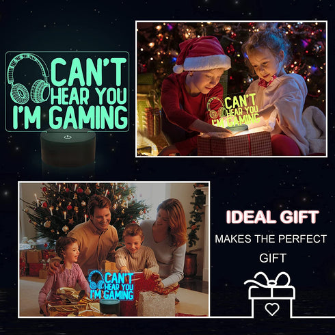Can't Hear You I'm Gaming Night Light, Headset Graphic Video Games Gamer Gift Funny 3D Illusion Lamp 16 Colors Changing Touch & Remote Control for Men Gamers Teenagers and Kids