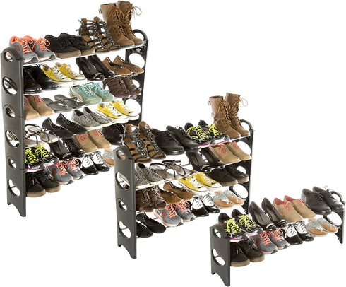 Stackable Shoe Rack 6-Tier Shoe Organizer for Closet, Bathroom, Entryway Shoe Shelf Holds 24 Pair Sneakers, Heels, and Boots by Everyday Home
