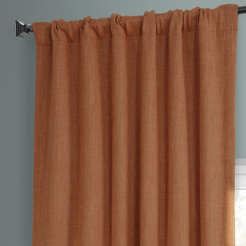 HPD Half Price Drapes BOCH-LN185-P Faux Linen Room Darkening Curtain (1 Panel) 50 X 96, BOCH-LN18517-96, Desert Orange