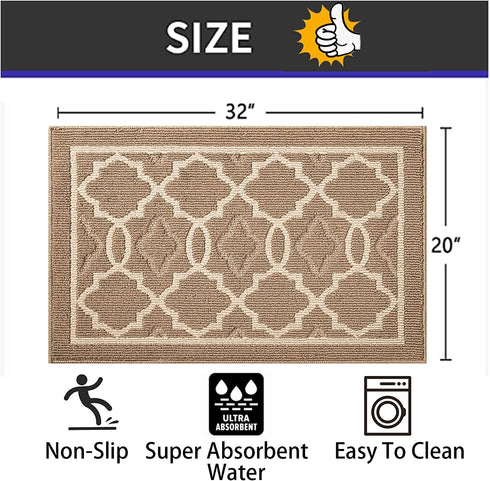 Indoor Door mat? Non-Slip Low-Profile Design Welcome Mat, Durable Floor Mat Trap Dirt and Dust ,Front Door Entryway Rug for Entryway,High Traffic Areas (Brown)