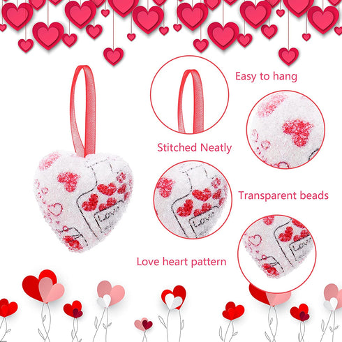EBaokuup 30 Pieces Valentine Heart Shaped Hanging Ornaments, Sweet Romantic Heart Hanging Bauble Decorative Hanging Decor for Valentine's Day Wedding Anniversary