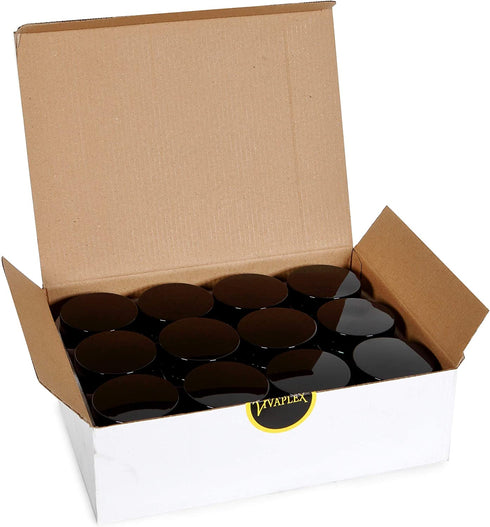Vivaplex, 12, Green, 4 oz, Round Glass Jars, with Inner Liners and black Lids