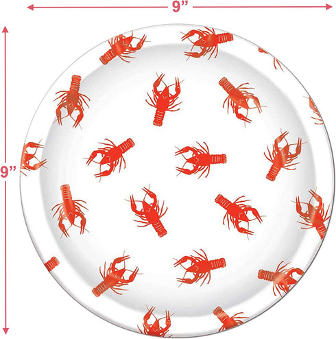Crawfish Boil Party Supplies - Crawfish Dinner Plates and Napkins for Mardi Gras and Seafood Festivals (Serves 16)