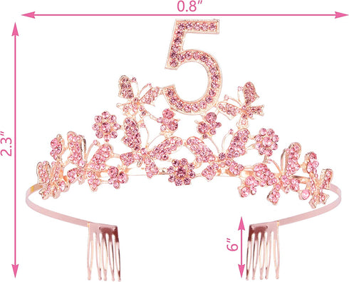5th Birthday Gifts for Girls, 5th Birthday Tiara and Sash, Its My 5th Birthday Sash and Crystal Tiara, 5th Birthday Decorations for Girls, 5th Birthday Party Supplies, Happy 5th Birthday