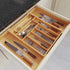 BAMEOS Utensil Drawer Organizer, Cutlery Tray Desk Drawer Organizer Silverware Holder Kitchen Knives Tray Drawer Organizer, 100% Pure Bamboo Expandable Adjustable Cutlery