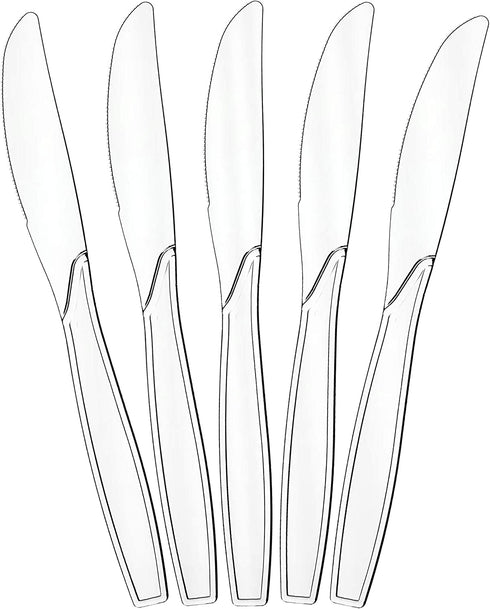 Plasticpro Disposable Clear Plastic Knives Heavyweight Box of 200 Count