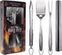 Heavy Duty BBQ Grilling Tools Set - Professional Grade 18" Long Stainless Steel 4-Piece Barbecue Grill Kit includes Over Sized Spatula, Fork, Tongs & BBQ Mat - Perfect BBQ Gift For Your BBQ Lover