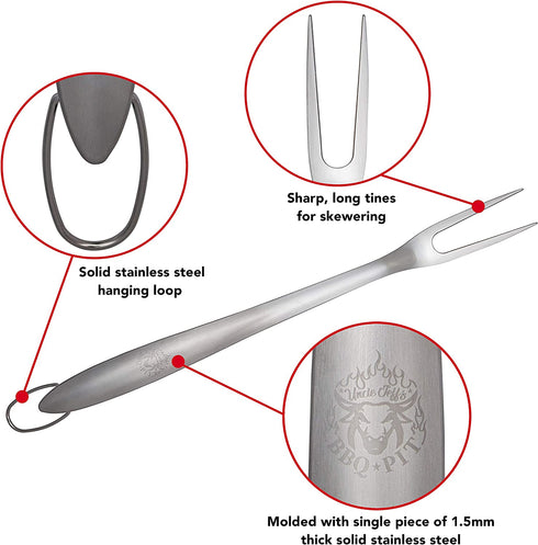 Heavy Duty BBQ Grilling Tools Set - Professional Grade 18" Long Stainless Steel 4-Piece Barbecue Grill Kit includes Over Sized Spatula, Fork, Tongs & BBQ Mat - Perfect BBQ Gift For Your BBQ Lover