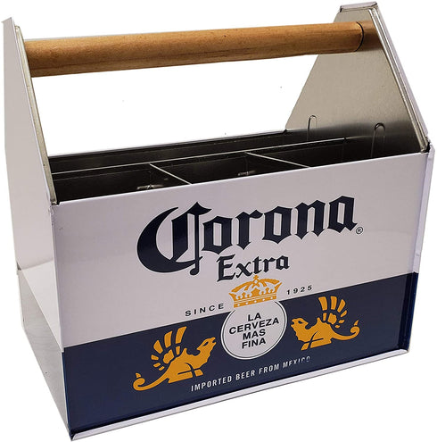 The Tin Box Corona Utensil Caddy with Handle, Black and White