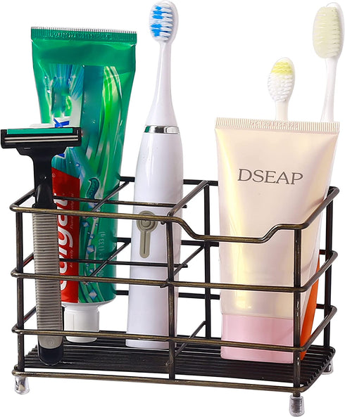 Dseap Toothbrush Holder, Electric Toothbrush Holder - Stainless Steel Tooth Brush Holder, Toothpaste Holder Organizer Stand Caddy for Bathroom, Bronze