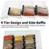 Adjustable Spice Rack, Expandable Plastic Tray Drawer Organizer 12" to 23" Stackable Tray, 4 Slanted Tier Spice Storage Organizer Insert, for Spice Jars, Vitamins, Seasonings Kitchen Drawer Cabinet