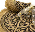 CAPASIN Boho Round Placemats Set of 4 Brown Dining Modern Dinner Braided Beige Table and Fall Circle Runner Kitchen Plate Mats Runners for White Place with Fringe Gold(Brown Tassel A)