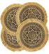 CAPASIN Boho Round Placemats Set of 4 Brown Dining Modern Dinner Braided Beige Table and Fall Circle Runner Kitchen Plate Mats Runners for White Place with Fringe Gold(Brown Tassel A)