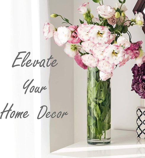 CYS Excel Clear Glass Cylinder Vase (H:16" D:4") | Multiple Size Choices Glass Flower Vase Centerpieces | Hurricane Floating Candle Holder Vase