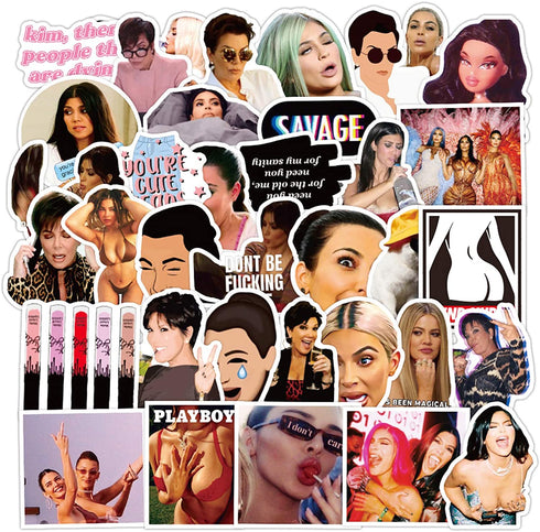 Kim Kardashian Stickers 50 Pcs Waterproof, Removable,Lovely,Beautiful,Stylish Teen Stickers, Suitable for Boys and Girls in Water Bottles,Phones,Guitar, Suitcase Durable Vinyl