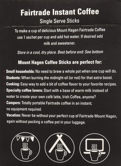MOUNT HAGEN Organic Instant Single Serve Coffee, 1.76 oz