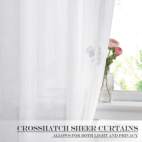 NICETOWN Front Door Sheer Curtain, Privacy Semitransparent Voile French Door Curtain with Top and Bottom Rod Pocket, Sheer Door Curtain, Tieback Included, W52 inches x L40 inches, 1 Panel, White