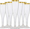 60 pc Clear Plastic Classicware Glass Like Champagne Wedding Parties Toasting Flutes Gold Rim With Gold Glitter