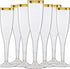 60 pc Clear Plastic Classicware Glass Like Champagne Wedding Parties Toasting Flutes Gold Rim With Gold Glitter