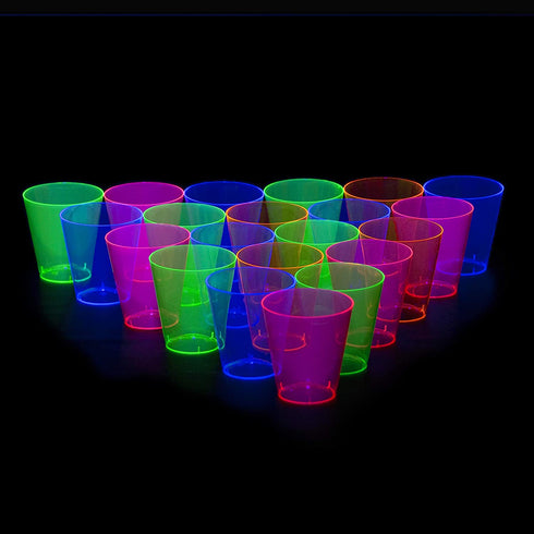 Party Essentials Hard Plastic 2-Ounce Shot/Shooter Glasses, 80-Count, Multi Neon