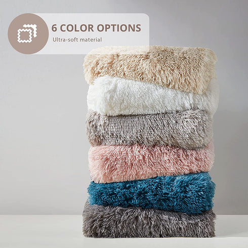 Hyde Lane White Fluffy Throw Blanket for Couch ?2 Way Reversible Ultra Soft Long Faux Fur Fuzzy Plush Blankets for Home?As A Gift for Women -50x60 Ivory