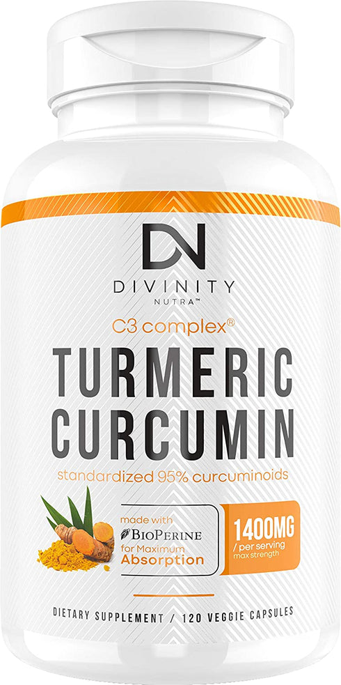 Turmeric Curcumin Supplement with BioPerine (Black Pepper Extract) and C3 Complex - Anti-Inflammatory & Joint Support - Max Strength 95% Curcuminoids - 120 Veggie Capsules (2 Month Supply)
