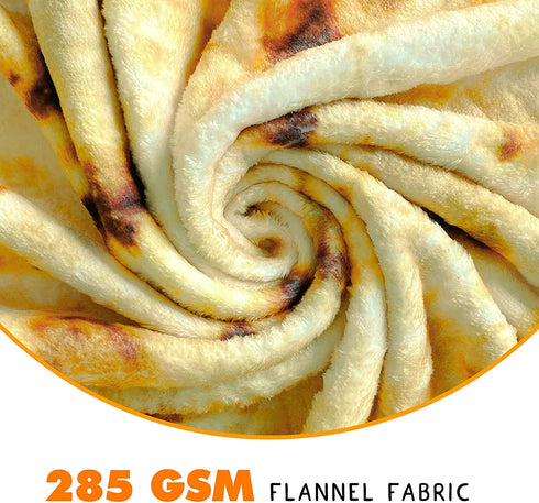 CASOFU Burritos Blanket, Giant Flour Tortilla Throw Blanket, Novelty Tortilla Blanket for Your Family, Soft and Comfortable Flannel Taco Blanket for Kids. (Yellow, 60 inches)