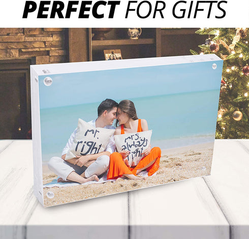 DuraClear 4x10 Inches AAA Grade Acrylic Picture Frame, Thick and Heavy Frameless Block Display
