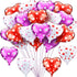 40 Pieces Heart Shaped Valentines Balloons Purple, Red and White Foil Heart Balloons Valentine Foil Balloons for Heart Birthday Party Supplies, Valentine, Birthday, Wedding, Bachelorette Bridal Party