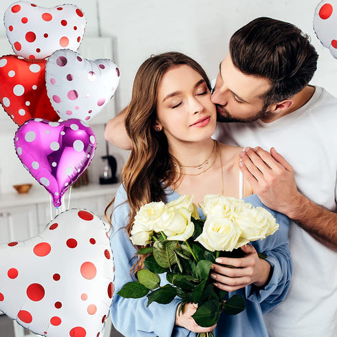 40 Pieces Heart Shaped Valentines Balloons Purple, Red and White Foil Heart Balloons Valentine Foil Balloons for Heart Birthday Party Supplies, Valentine, Birthday, Wedding, Bachelorette Bridal Party