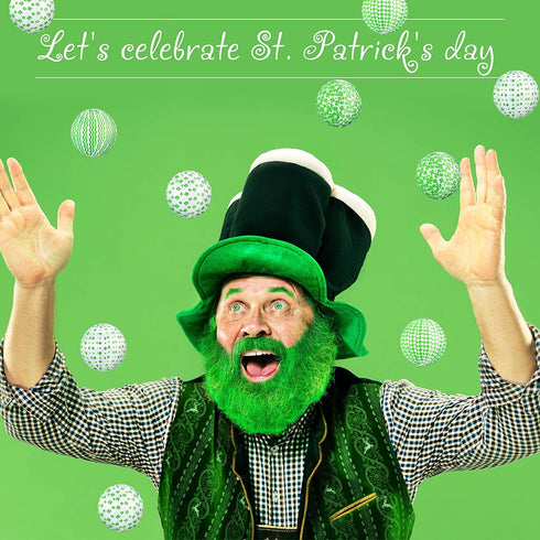 St Patrick's Day Shamrocks Fabric Wrapped Balls Bowl Filler Green Buffalo Check Fabric Wrapped Balls for Table Shelf Festival Decorations (12)