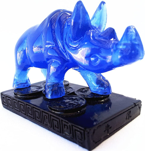 Feng Shui Blue Double Horns Rhinocero Home Office Statue Figurine Gift- Anti Burglary