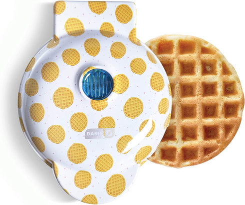 Dash Mini Waffle Maker Machine for Individuals, Paninis, Hash Browns, & Other On the Go Breakfast, Lunch, or Snacks, with Easy to Clean, Non-Stick Sides, White Waffle 4 Inch