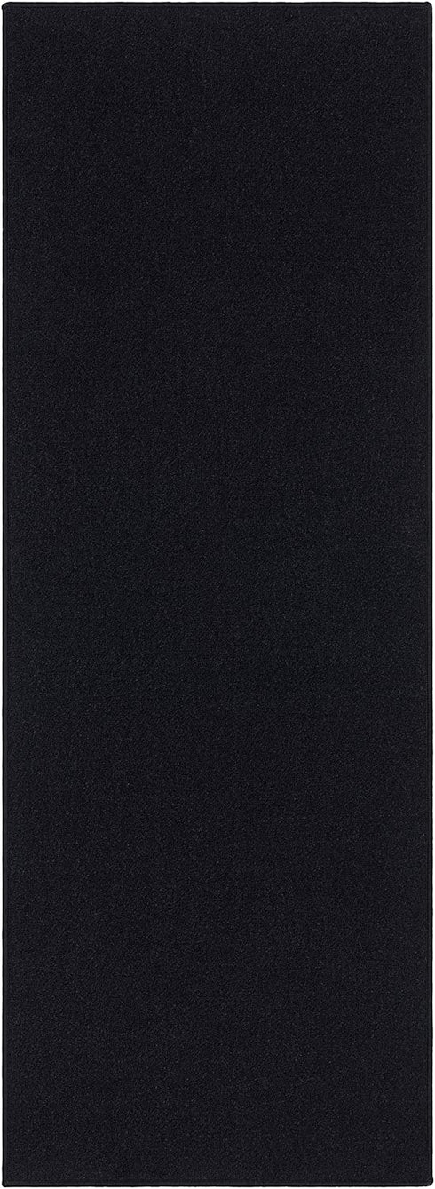 Ottomanson Ottohome Collection Rubberback Solid Design Runner Rug, 2'3" x 6', Black
