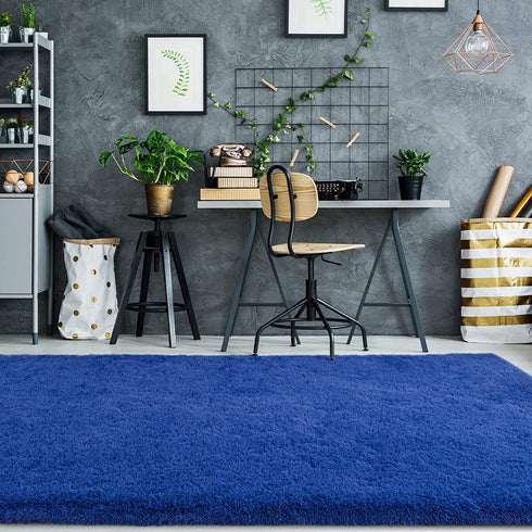 Vasofe Shaggy Rugs Fluffy Carpets , Rectangular Rugs for Bedroom LivingRoom, Nursery Rugs for Kids Room Throw Rug College Dorm Rugs, 4' x 6' Light Navy Rug Area Rugs Home Decor