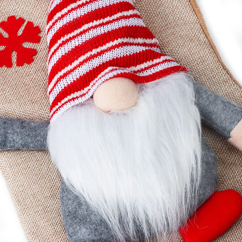 Aiduy Christmas Stockings 18" Large Size Plush Swedish Gnome Santa 3 Pieces 3D Stylish Christmas Decorations, Classic Home & Party Accessory Hanging Gift Candy Bags for Family Holiday